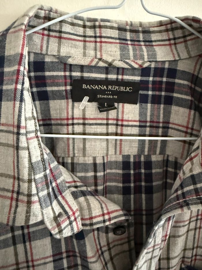 Chemise Banana Republic Vintage dressing Coton / flanelle Taille L couleur grise & beige - photo numéro 3