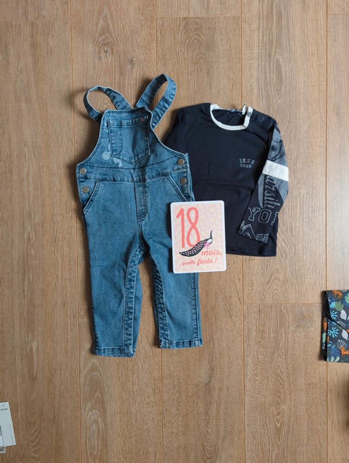 Ensemble salopette jean Tshirt garçon IKKS 18 mois