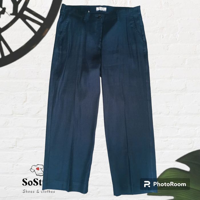 Pantalon slim bleu marine en lin Raphaela By Brax Taille 42