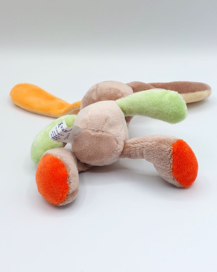 Doudou petite peluche chien marron beige NATTOU for ThermoScan orange vert 15 cm - photo numéro 4