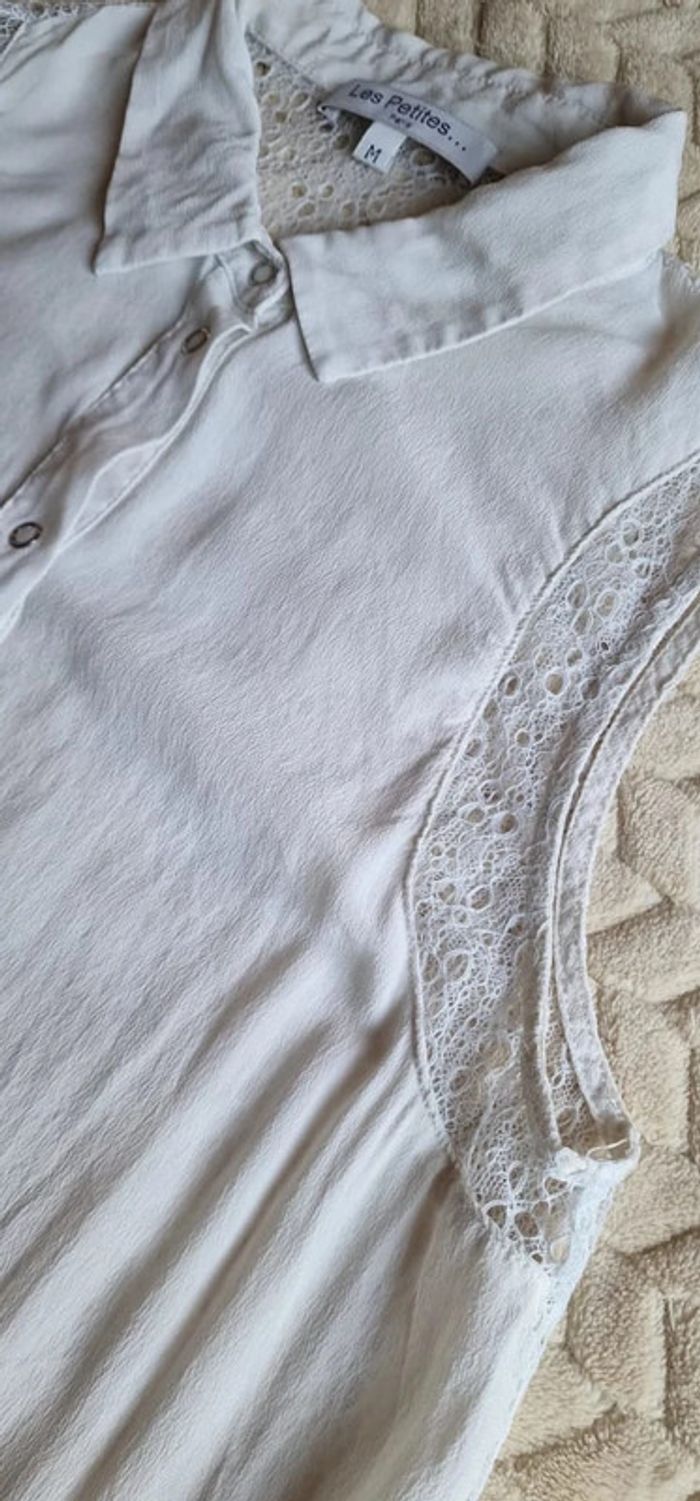 Blouse débardeur blanc à dentelle "Les petites" taille M - photo numéro 4
