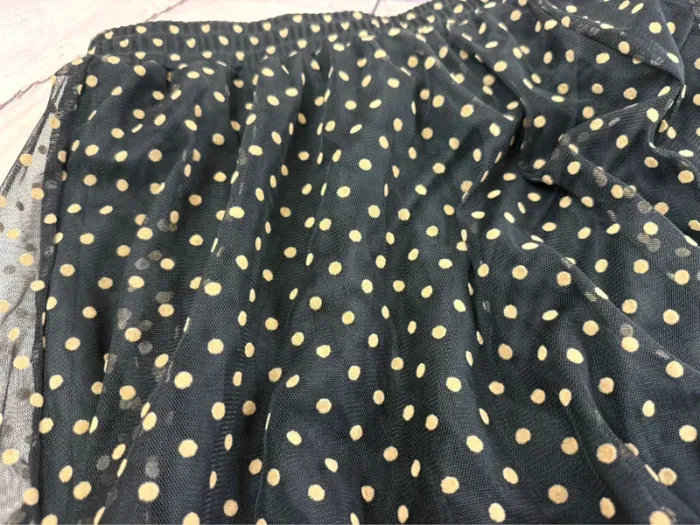 Très belle jupe élégante et chic longue en tulle noir à pois camel H&M taille XL - photo numéro 6