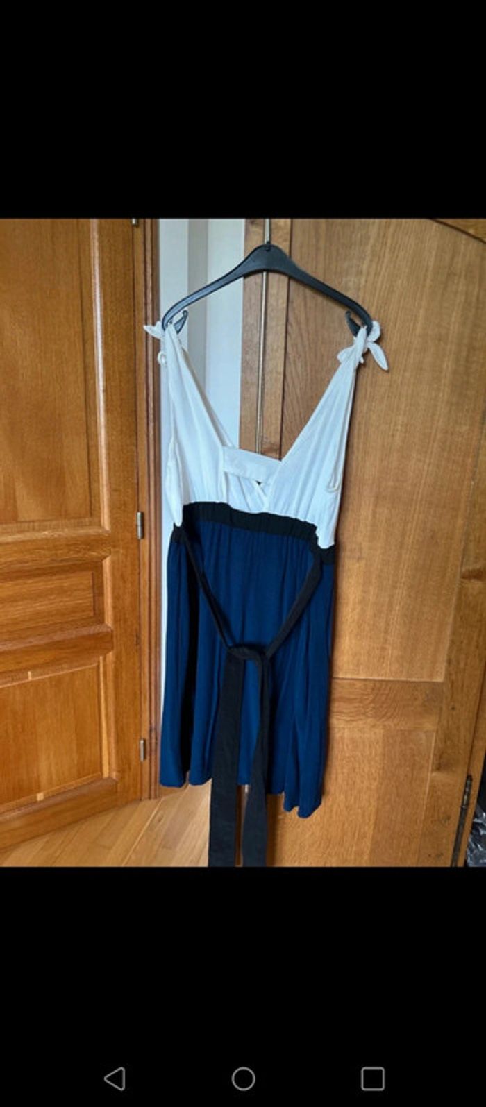 Robe estivale bicolore bretelles à nouer - photo numéro 2