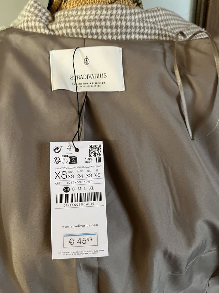 Veste blazer motif pied-de-poule XS (34) - photo numéro 3