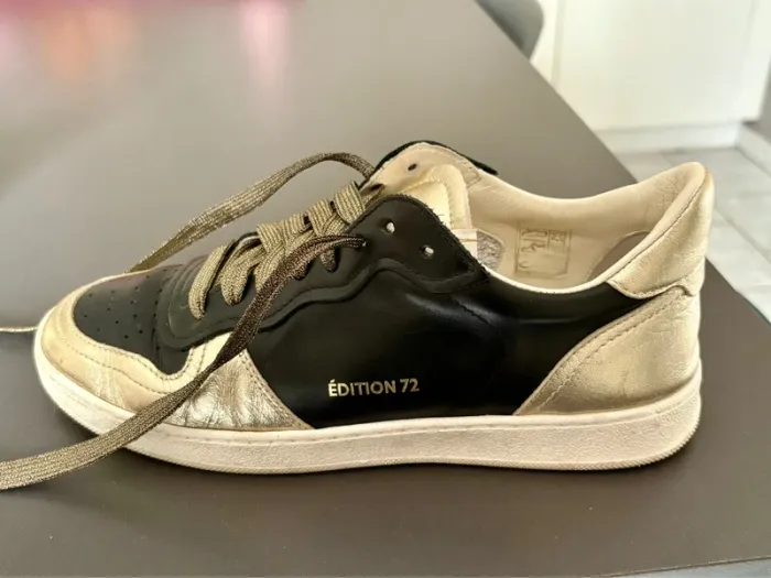 Baskets Myma cuir noir et doré – pointure 37 - photo numéro 2