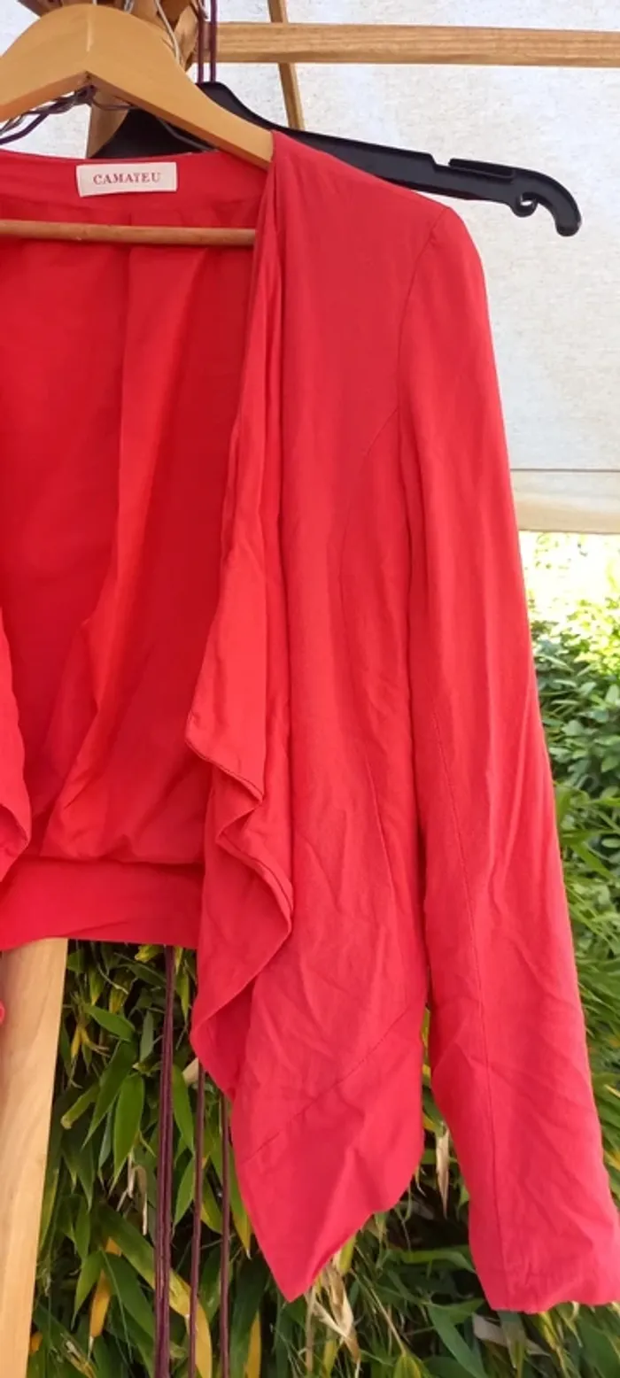 Veste chemise Camaïeu (rouge), S / 36 / 8 - photo numéro 2