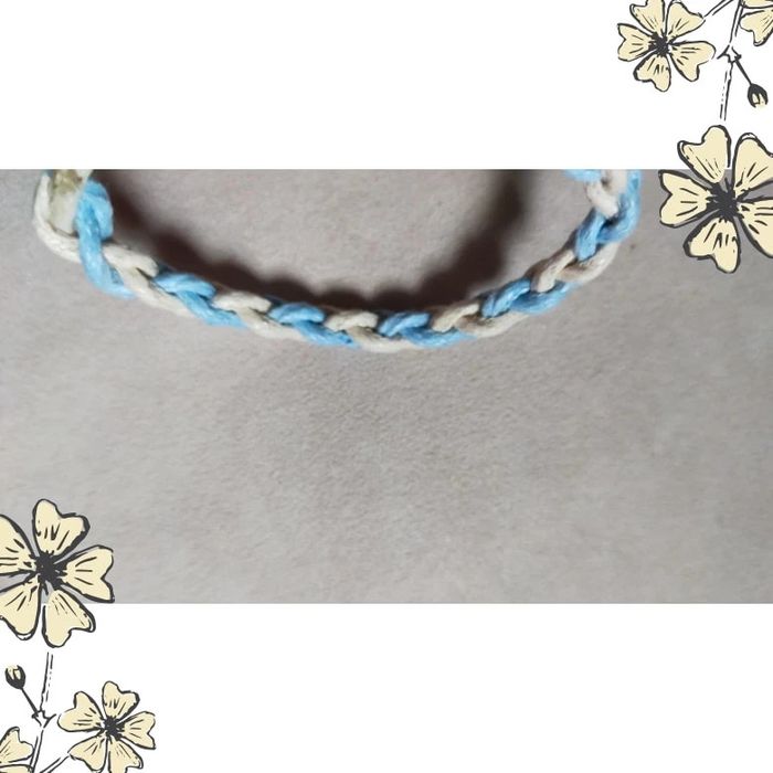 Bracelet tressé bleu beige | Bracelet réglable bohème unisexe - photo numéro 4