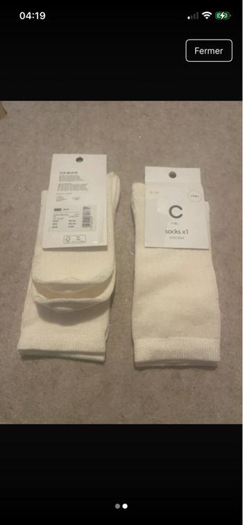 Lot de 2 chaussettes blanches en viscose – Taille 36/38 – Neuves