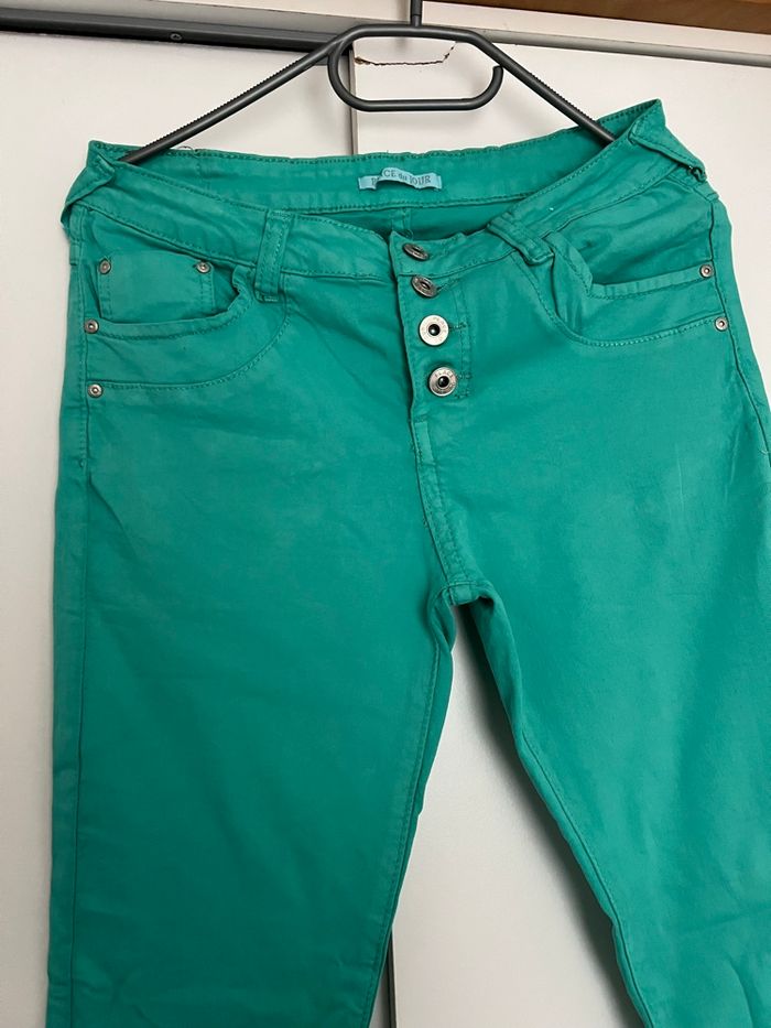 Jean skinny vert d’eau Place du jour Vintage - photo numéro 3