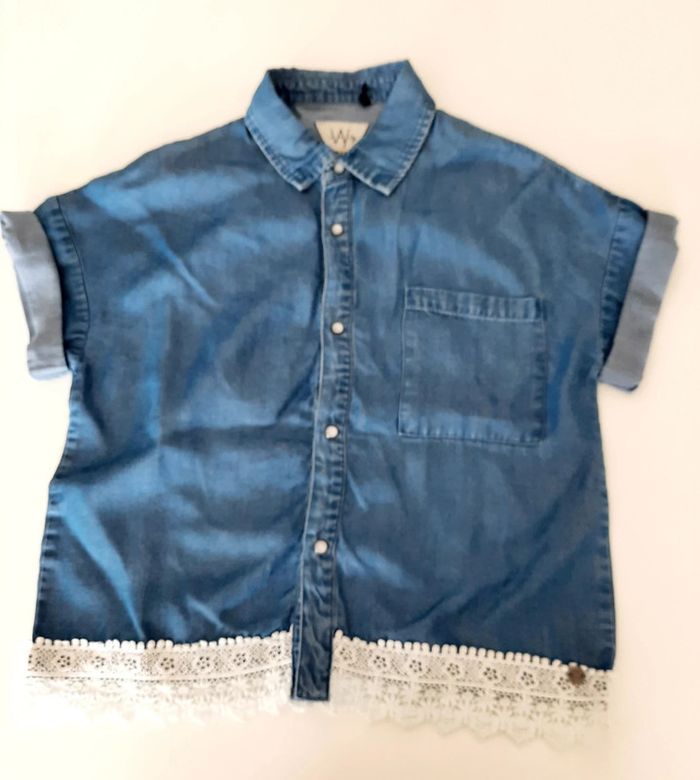 Chemise en jean manches courtes fille IKKS neuf sans étiquette 10 ans #lora11ikks - photo numéro 4