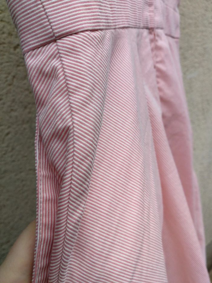 Robe à rayures fines rose et blanc coupe princesse - photo numéro 9