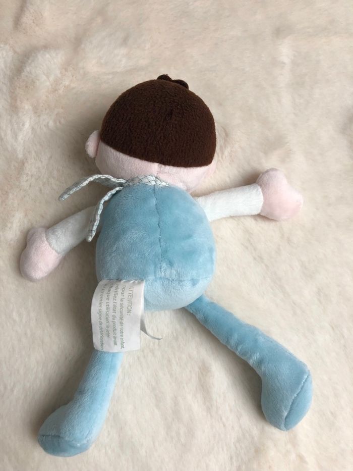 Doudou poupée petit garçon bleu bandana - Kimbaloo - photo numéro 2