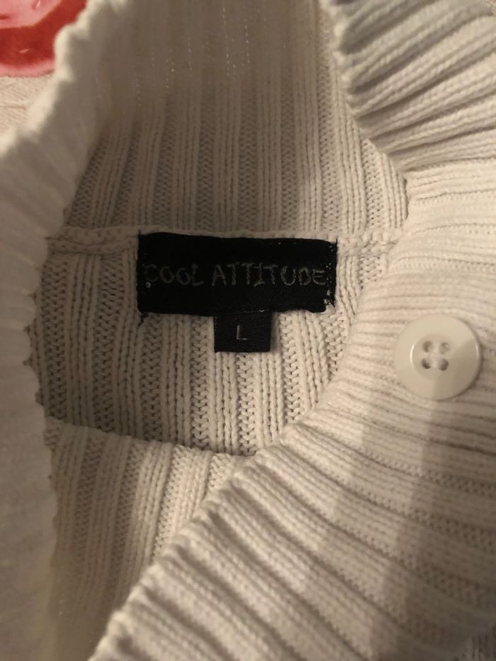 Pull blanc col bouton - photo numéro 4