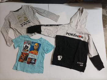Lot 8 ans - t-shirts Star Wars et Pokémon