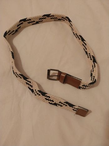 Ceinture enfant tresse bleu marine / beige