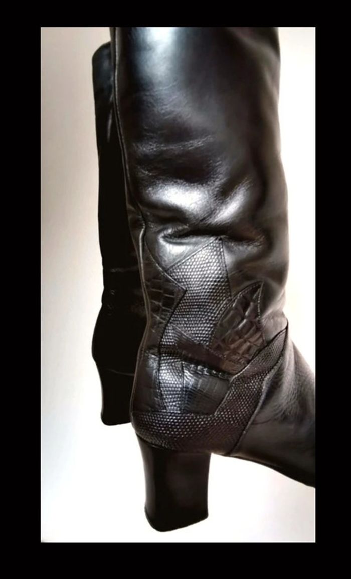 Très belle botte en cuir Noir | Vintage | Pièce unique - photo numéro 9