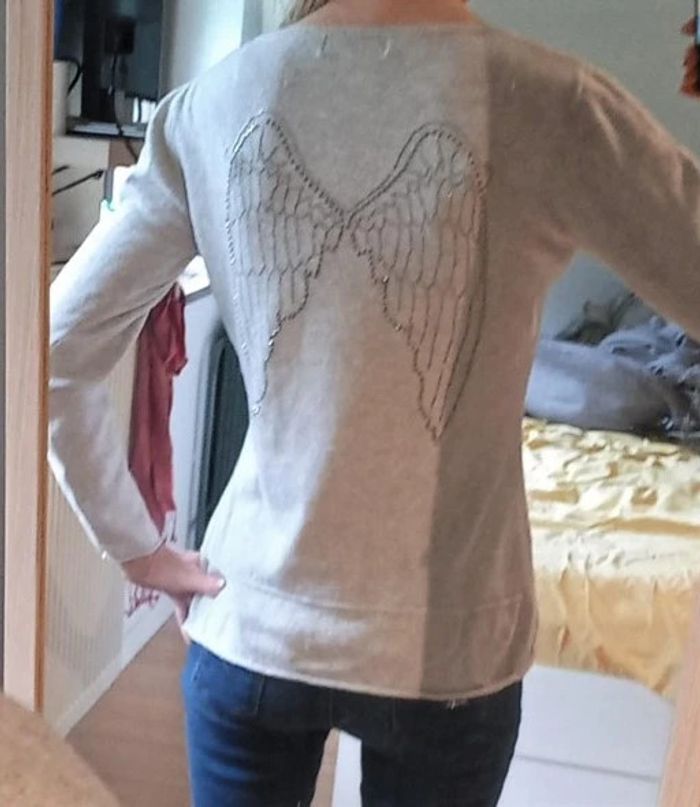 It Hippie pull maille gris clair t.S tb état - photo numéro 2