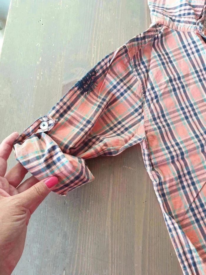 Chemise à carreaux orange 10 ans La compagnie des petits - photo numéro 3