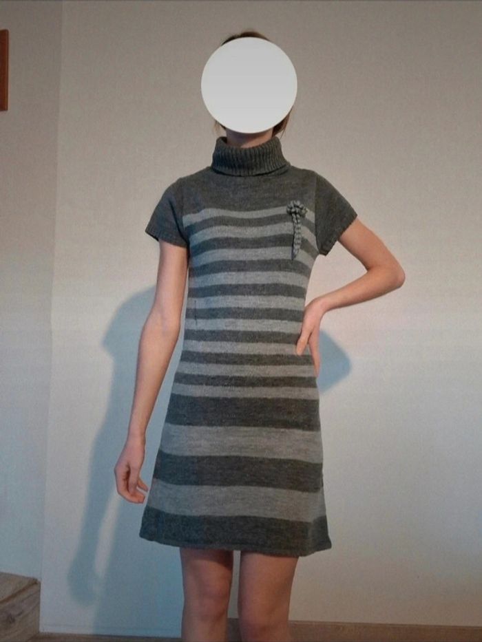 Robe pull à manche courte grise camaïeu taille M/38