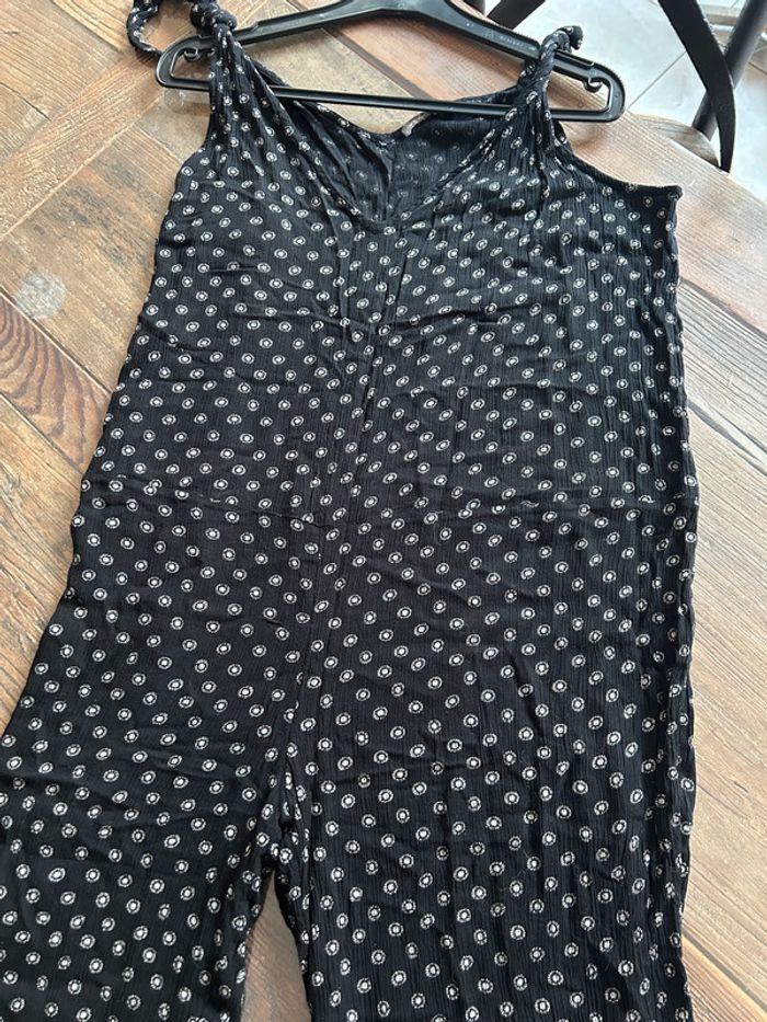 Combinaison pantalon fluide Monoprix noir avec motif blanc