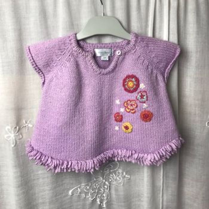 Pull poncho lilas fleurs 6 mois Kiabi