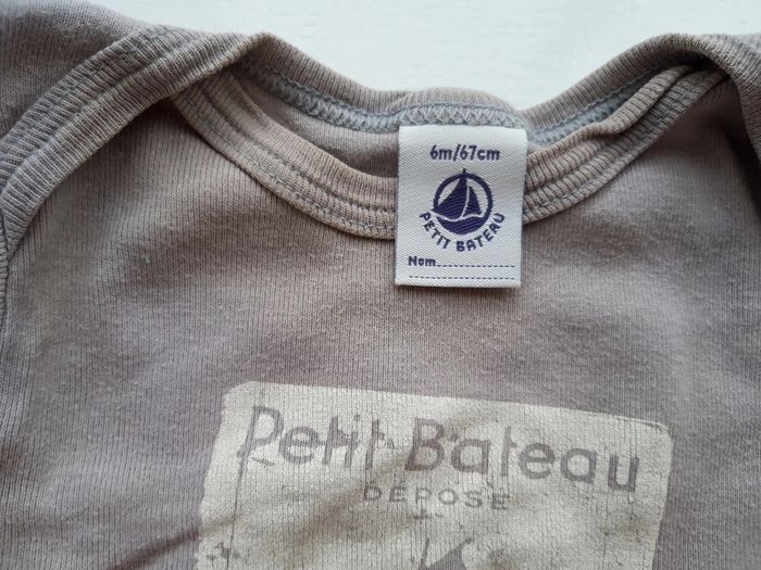 Body gris manche longue Petit bateau avec motif imprimé sur le devant 6 mois - 67cm - photo numéro 2