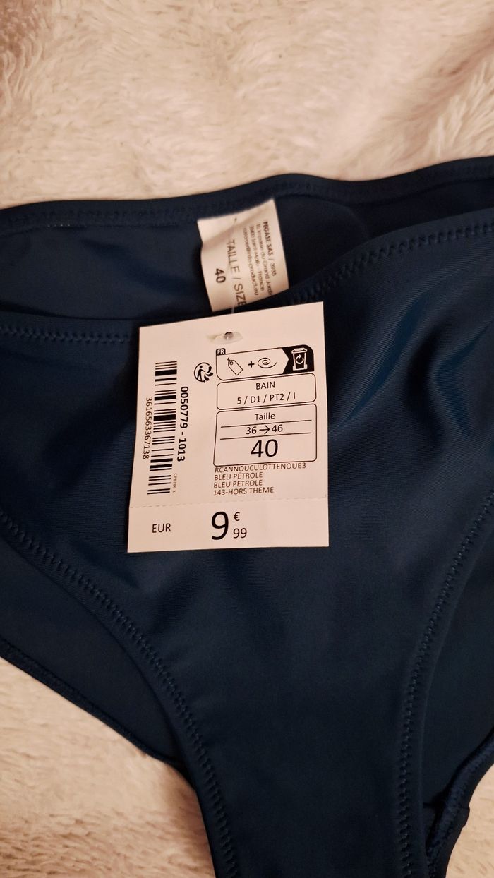 Culotte maillot de bain bleu canard à nœud - photo numéro 3