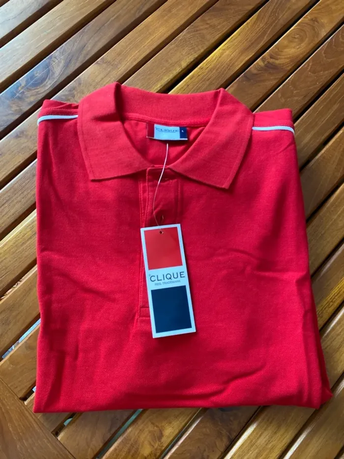 Polo maille piquée rouge coupe mixte L - photo numéro 4