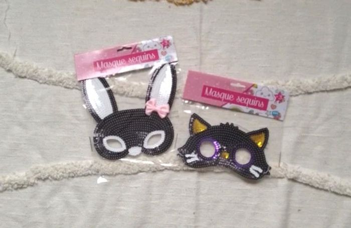 lot de 2 masques sequins pour enfant - neuf