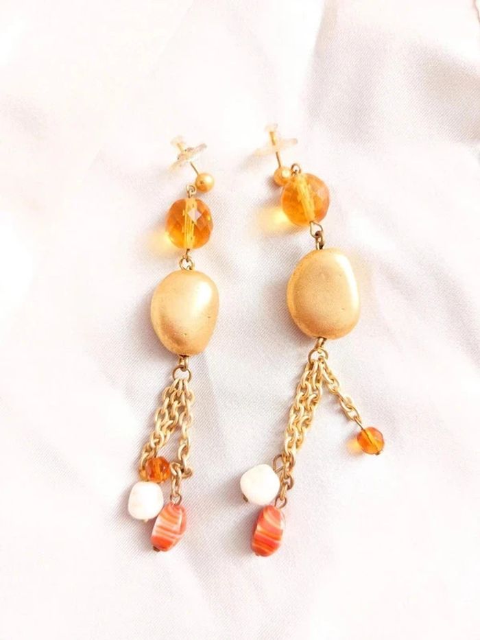 boucle d'oreille pendantes en perles vintage - photo numéro 3