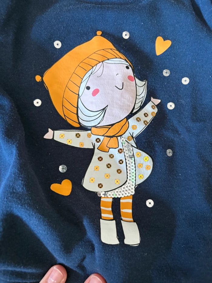 Bel ensemble fille 12 mois moutarde et marine comme neuf - photo numéro 2