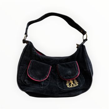 Sac baguette Disneyland Paris velours côtelé noir Y2K vintage