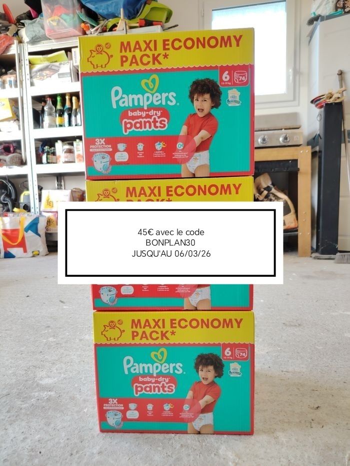 222 couches pampers pants en taille 6