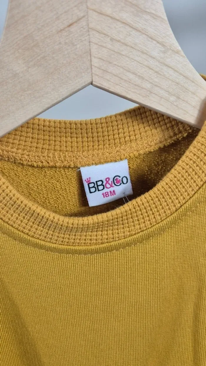Sweat BB&Co – Jaune moutarde – Taille 18M - A5 - photo numéro 2