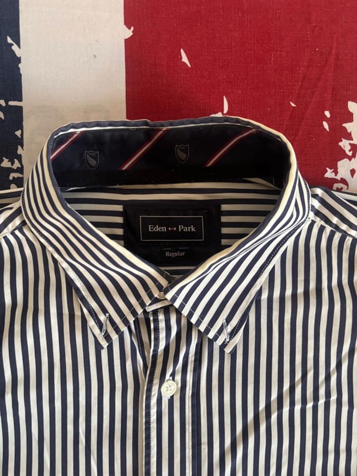 Chemise Eden Park rayée blanche et bleu - Taille L - photo numéro 3