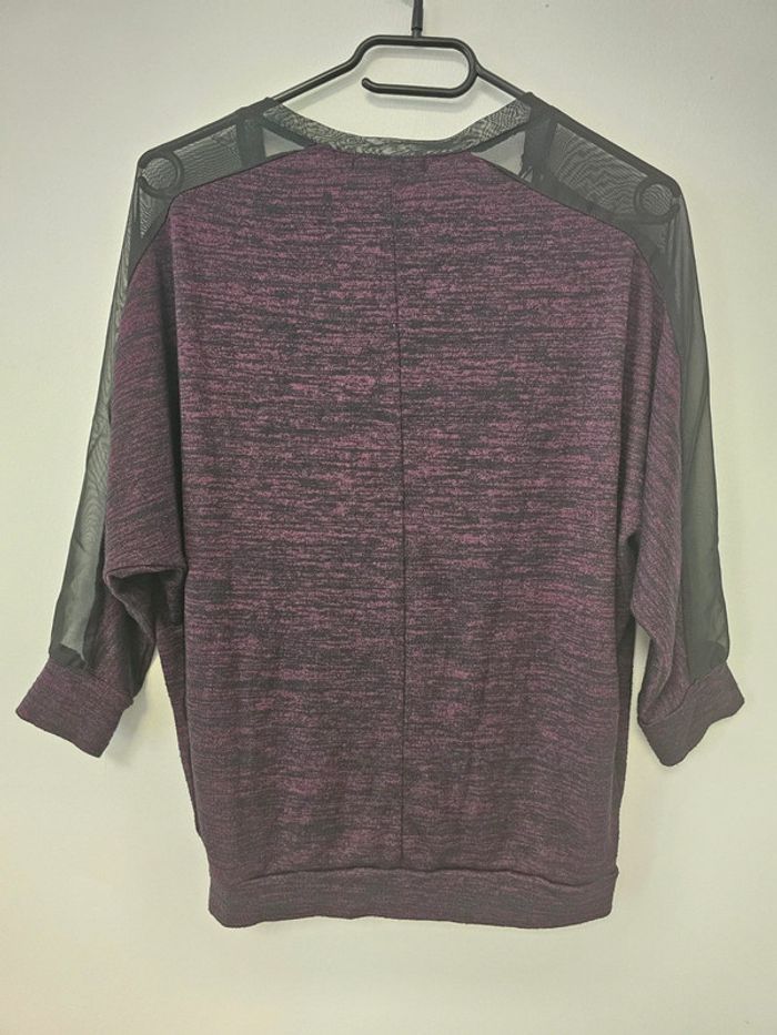 Pull en laine violet taille s avec dentelle - photo numéro 3