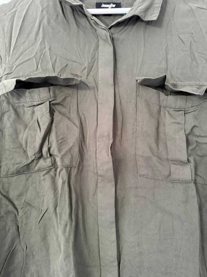 Haut chemise kaki unie basique simple manches longues - photo numéro 4