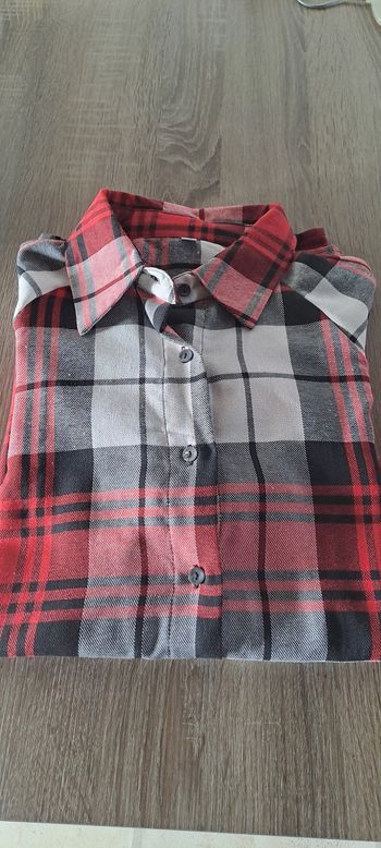Chemisier à carreaux rouge et blanc /L