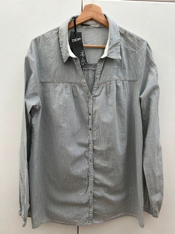 Chemisier chemise xxl longue ddp grise à rayures en coton - neuf