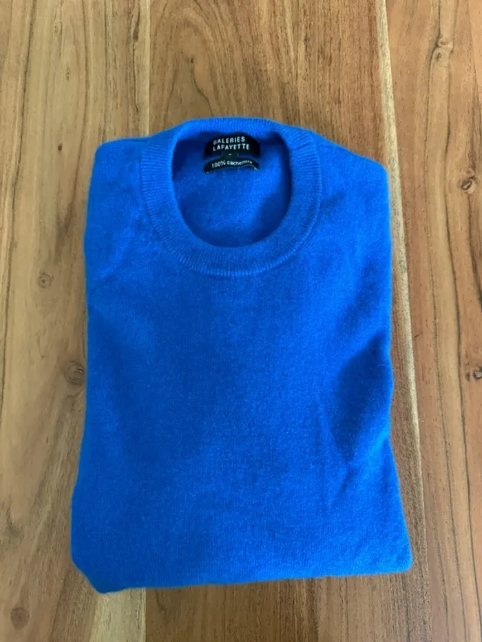 Pull cachemire bleu électrique Galeries Lafayette