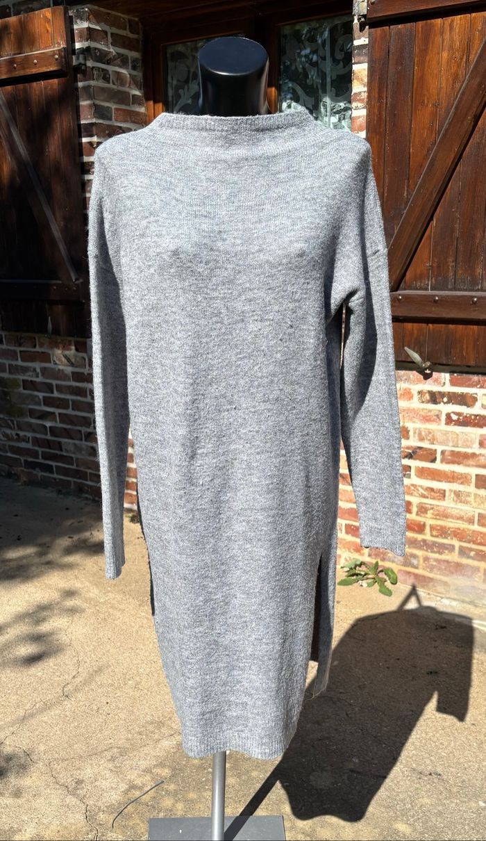 Robe en tricot unie à manches longues – Taille 38/40 – Gris