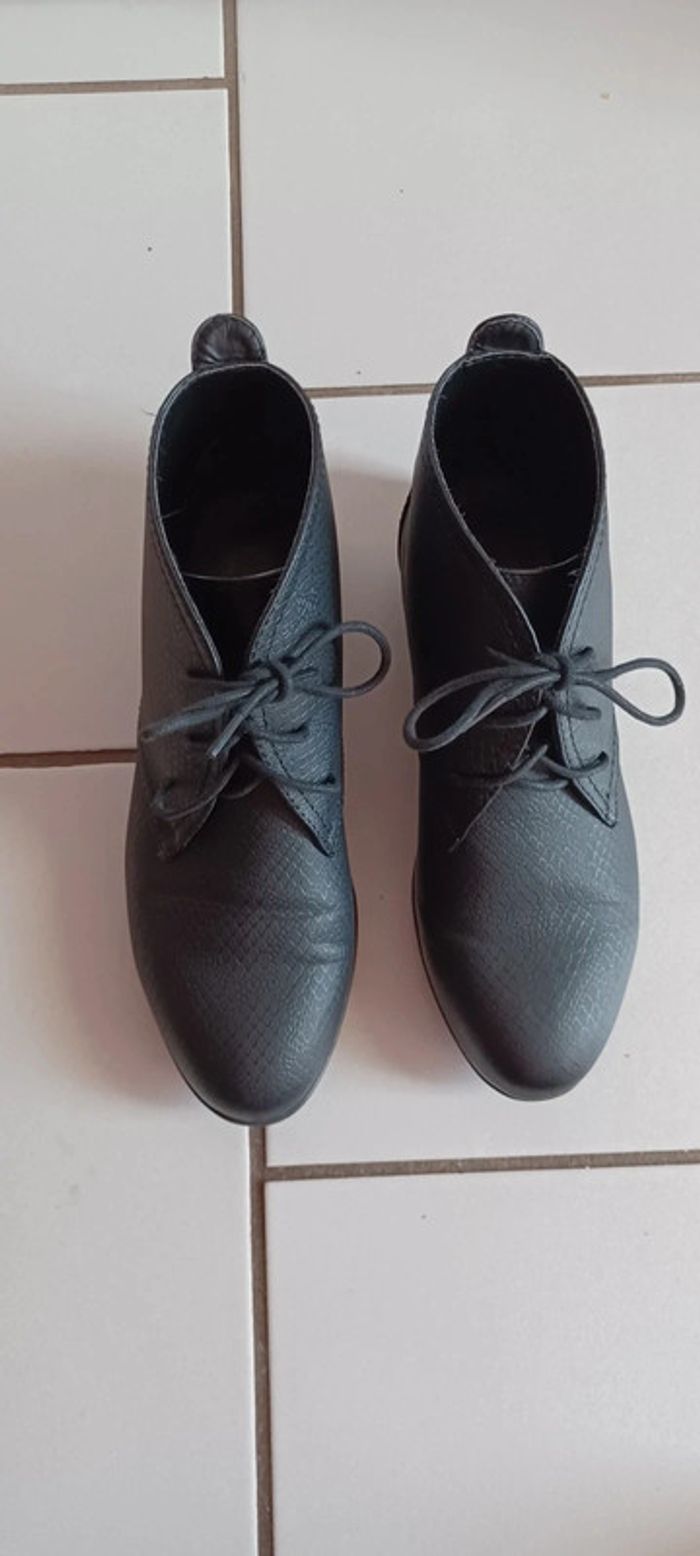 Bottines noires femme, motif effet serpent, taille 38 - photo numéro 4