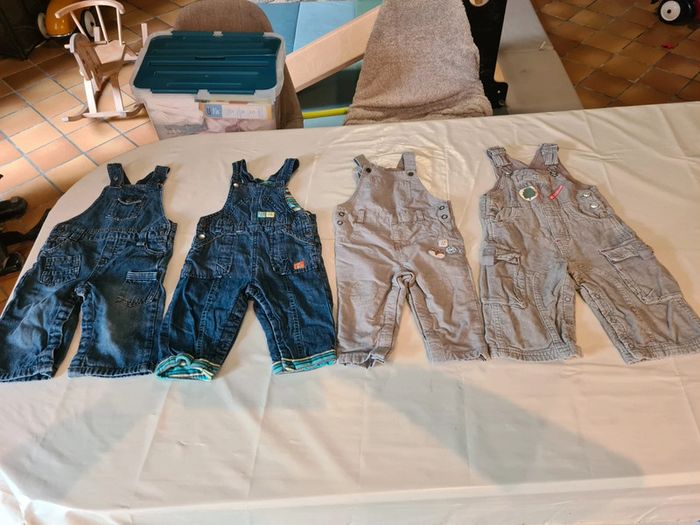 Lot 3 salopettes Jean velours 9M Orchestra Vertbaudet