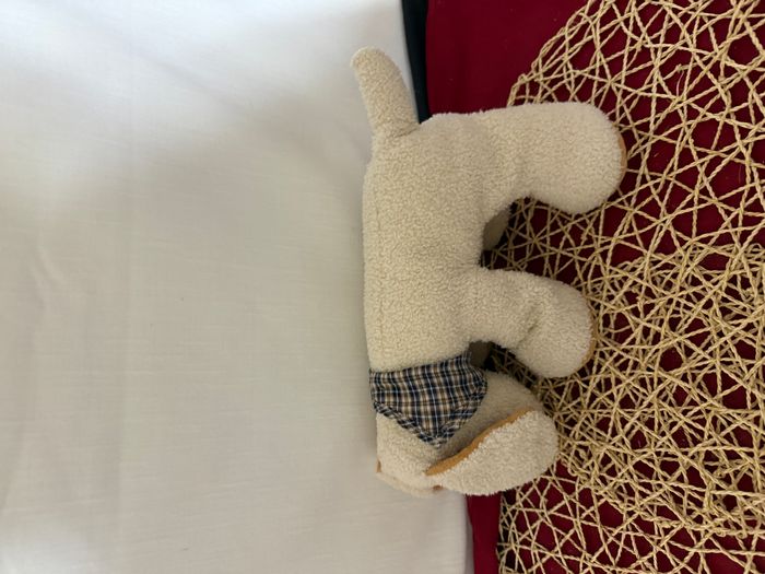 doudou vintage chien beige bandana , langue apparente - photo numéro 3