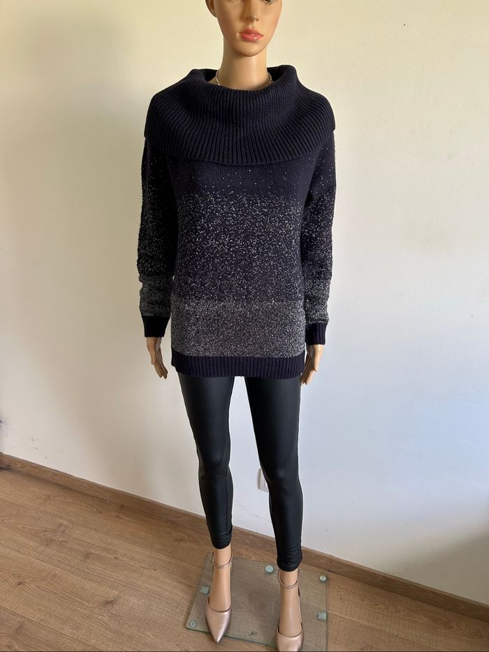 Pull bleu marine et argenté Morgan taille M jamais porté - photo numéro 3
