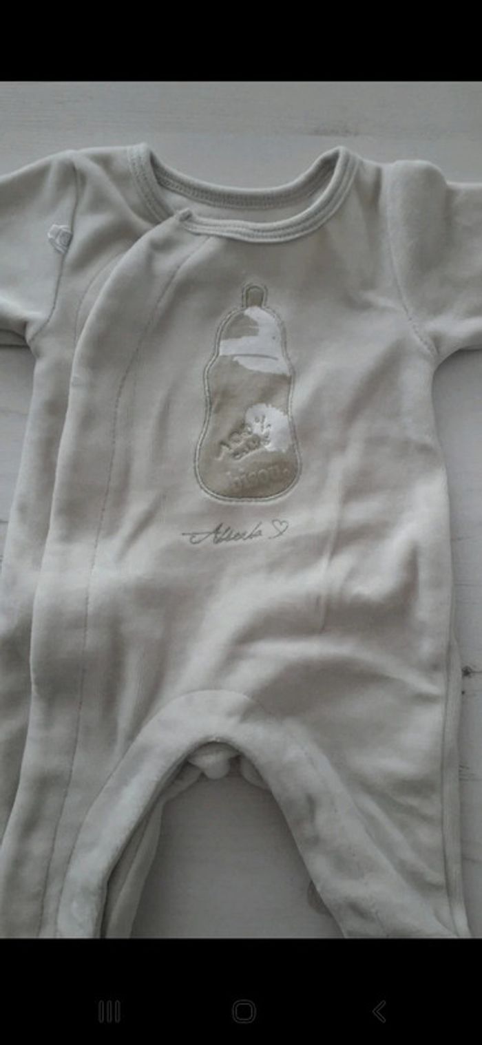 Pyjama fille naissance Absorba velour écru - photo numéro 3