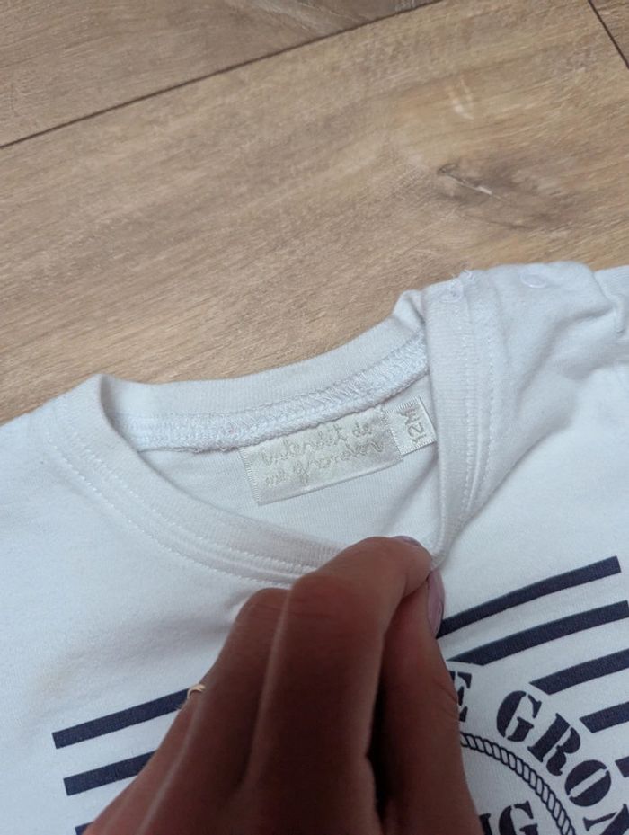 Tee-shirt marin interdit de me gronder 12 mois - photo numéro 3