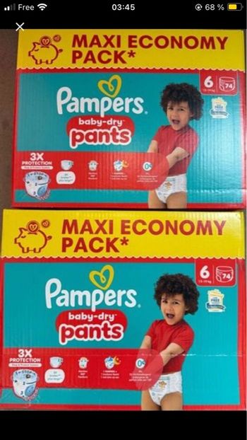 Couches Pampers, baby, dry pants T.6