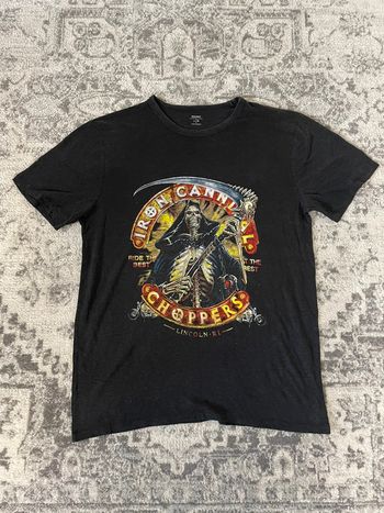 T-shirt rock oversize Iron Cannibal gros imprimé streetwear hip-hop y2k skater taille L