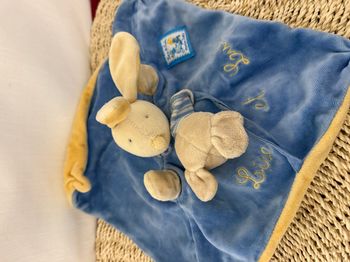 lapin MOULIN ROTY doudou Lise et Lulu carré plat